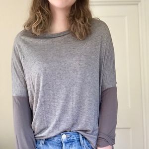 AllSaints grey elbow cut out top